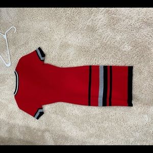 Red Vneck bodycon dress